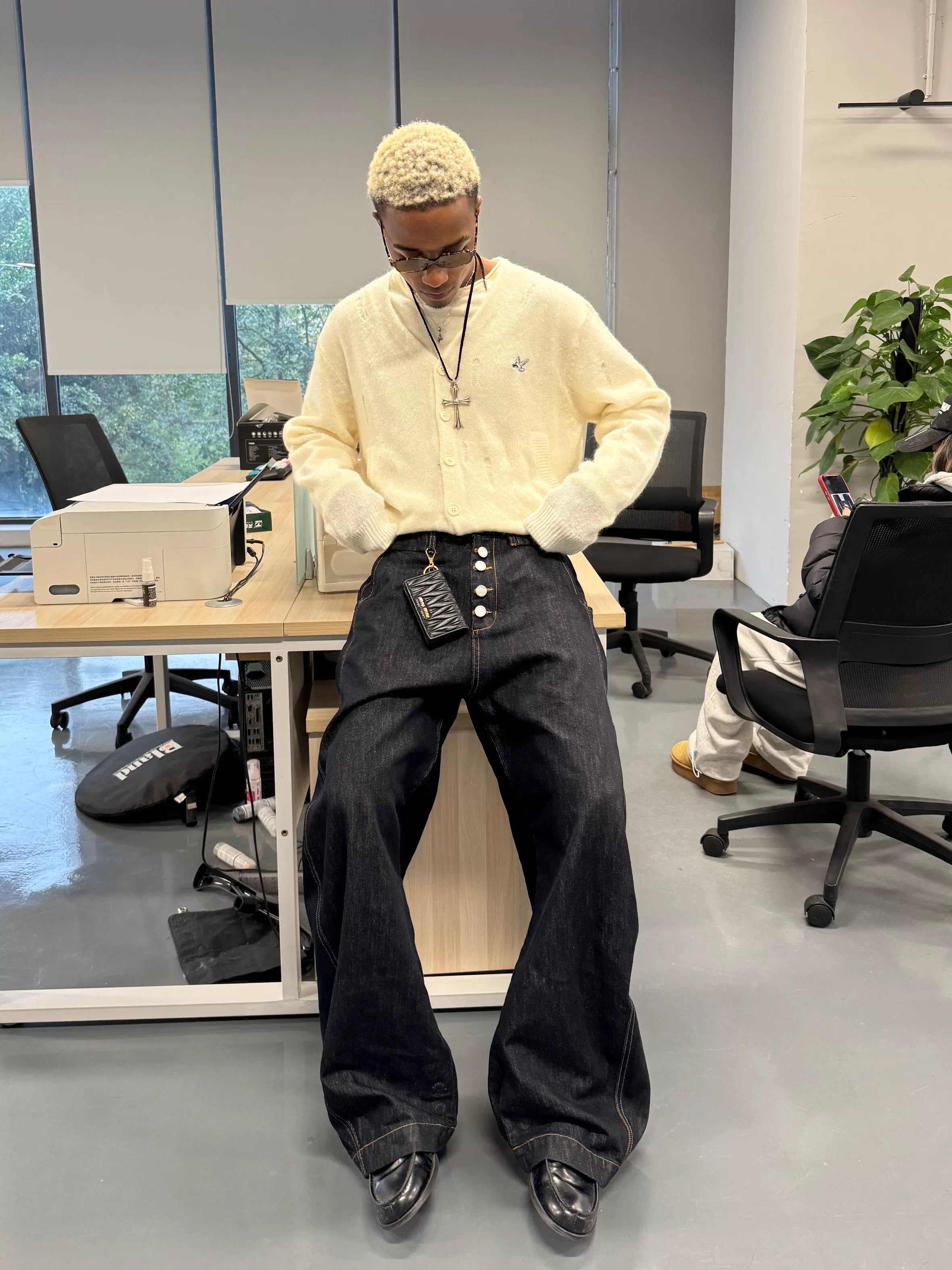 STEEPC Magnetic Button Scimitar Jeans