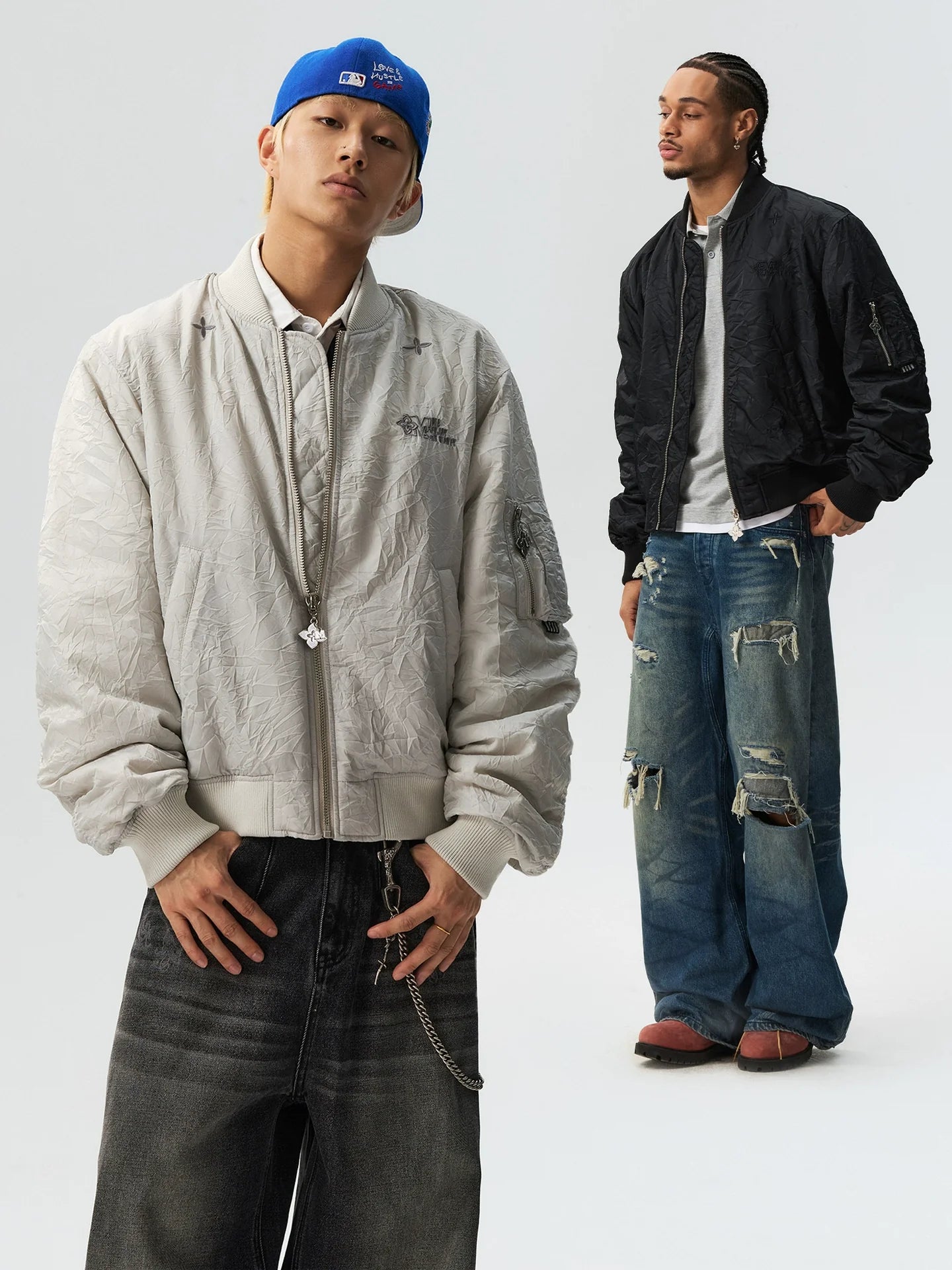 MEDM Crinkled Nylon MA-1 Bomber Jacket