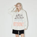 EMPTY REFERENCE Cartoon Puppy LOGO Print Long Sleeved Shirt