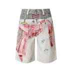 YADcrew 3D Digital Print Double Waist Baggy Shorts