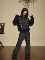 YADcrew Napoleonic Style Epaulette Zip Up Hoodie
