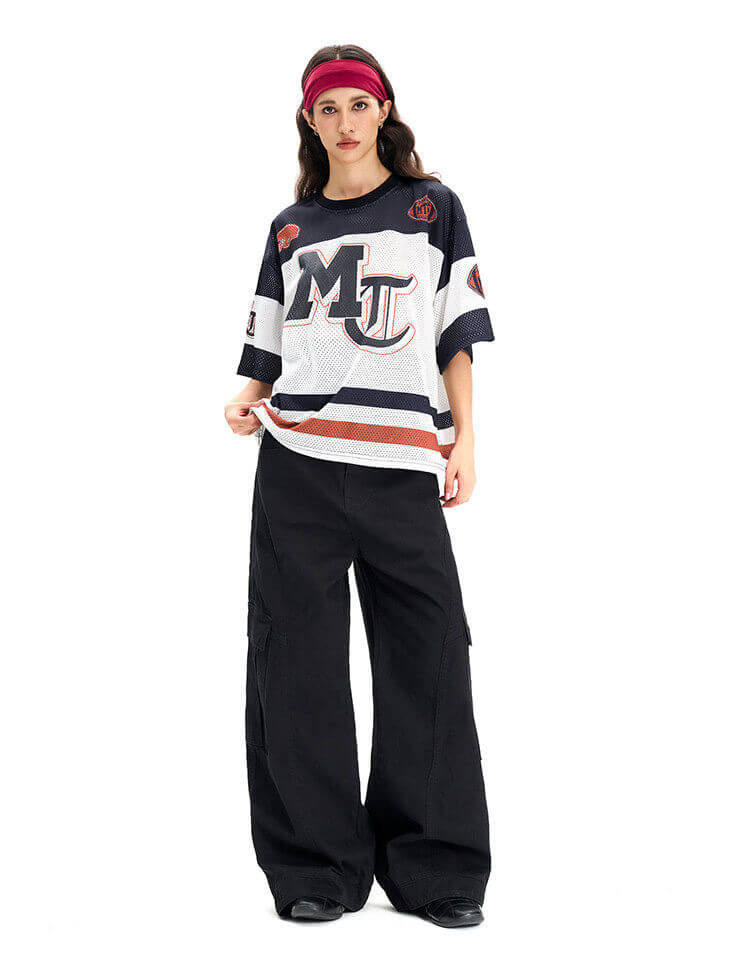 F3F Select Football Print Color Block Mesh Short Sleeve Jersey