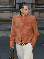 STEEPC Houndstooth Wool Blend Short Suit Jacket