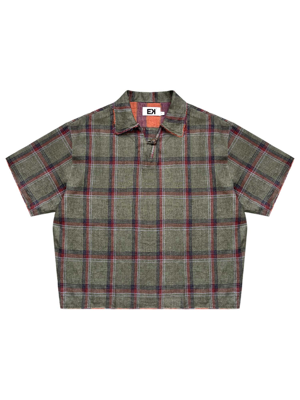 EVILKNIGHT(EK) Striped Plaid Tie-Dye Linen Polo Shirt