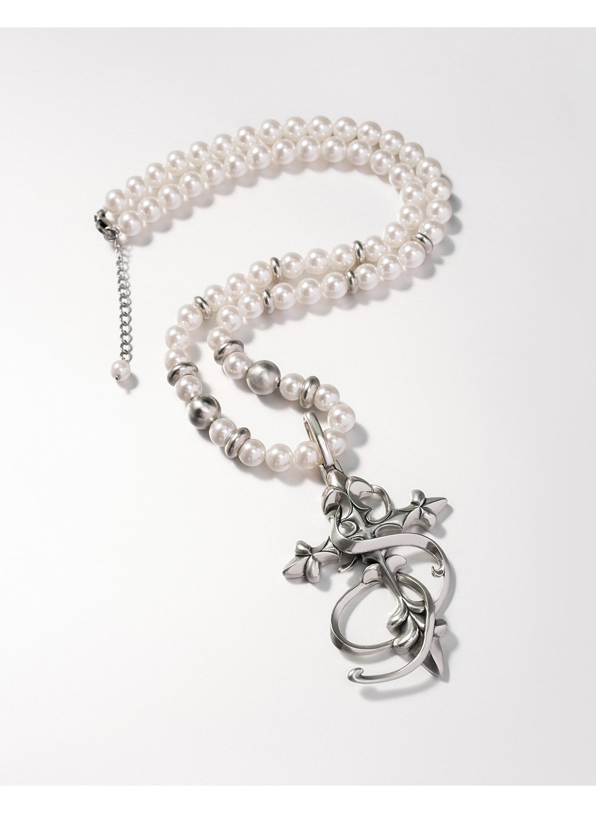 Small Town Kid Cross Pendant Pearl Necklace