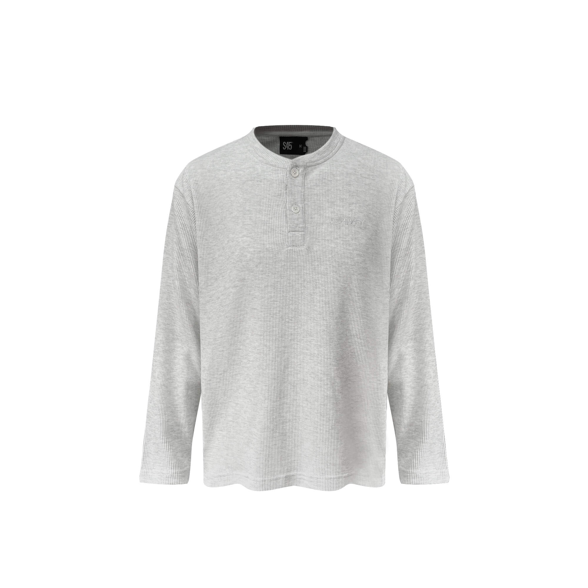 S45 Waffle Henley Neck Long Sleeve Tee