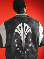 1807 In Here Crocodile PU Leather Varsity Jacket