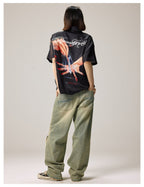 Remedy Finger and Wine Glass Full Print Short Sleeve Cuban Shirt