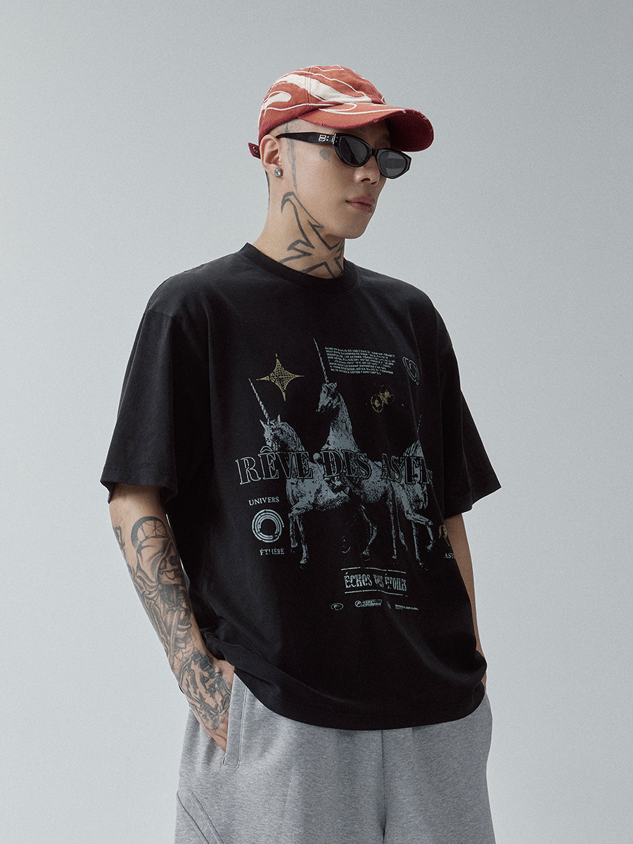 F2CE Washed RÈVE DES ASTRES Print Tee