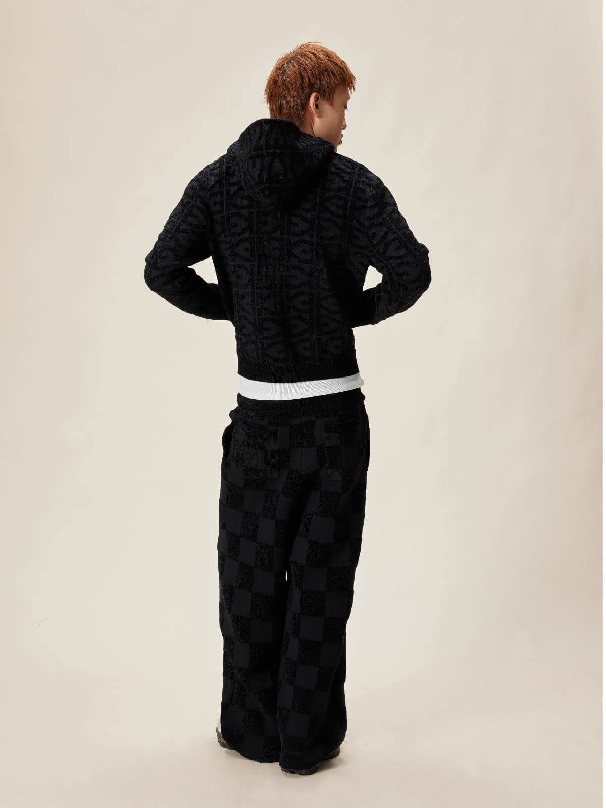 EVILKNIGHT(EK) Jacquard Logo Knit Zip Up Hoodie