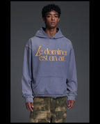 NOVACAM Washed Distressed Vintage Letters Logo Hoodie