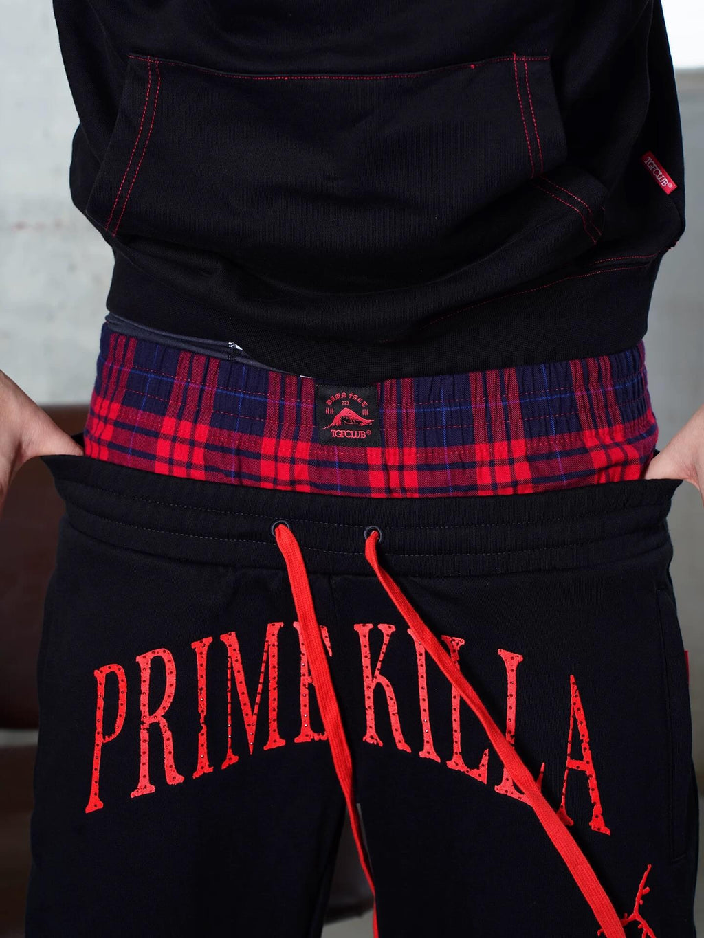 TGFCLUB PRIME KILLA Print Rhinestone Double Waist Sweatpants