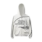 Night Lab Mosaic Print Ribbon Line Zip Up Hoodie