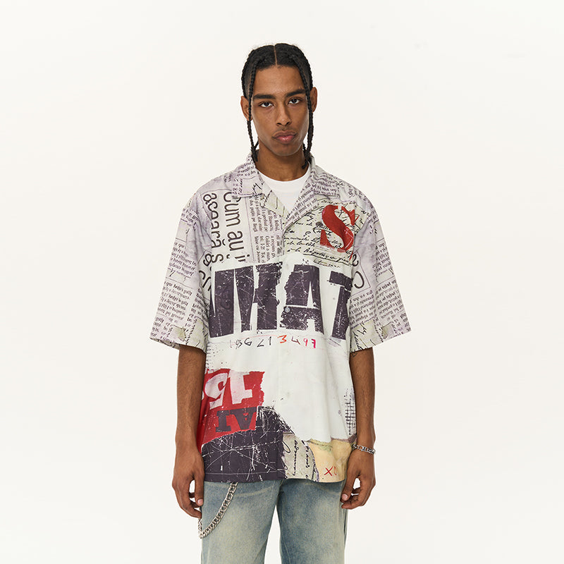 Harsh and Cruel Newspaper Full Print Cuban Shirt