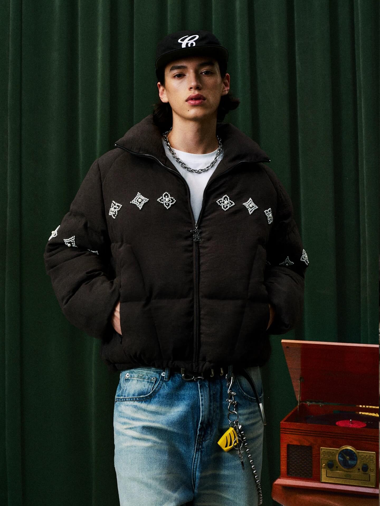 YADcrew Pearl Beaded Puffer Jacket