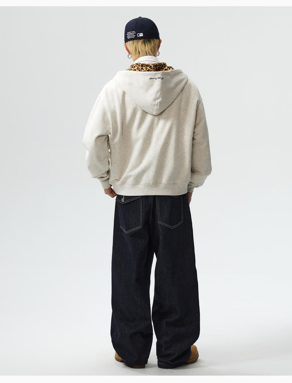 MEDM Leopard Faux Fur Layered Zip Up Hoodie