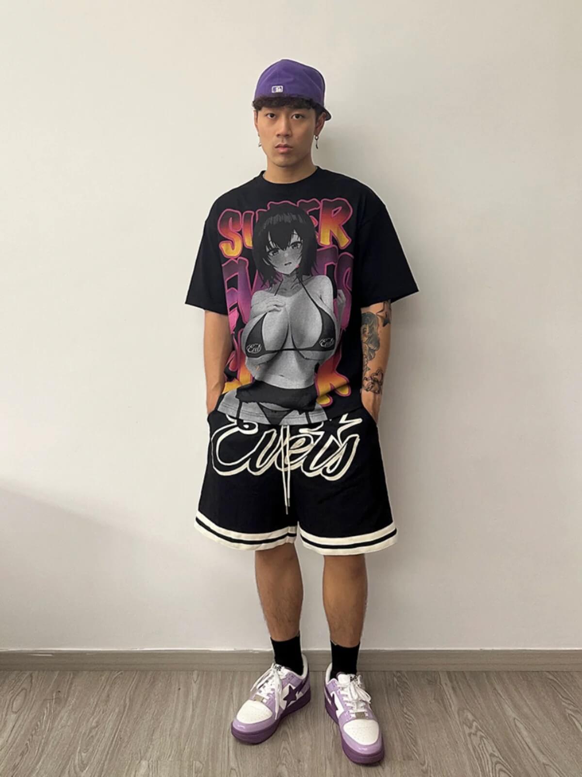 EVETS Color Block Logo Basketball Shorts