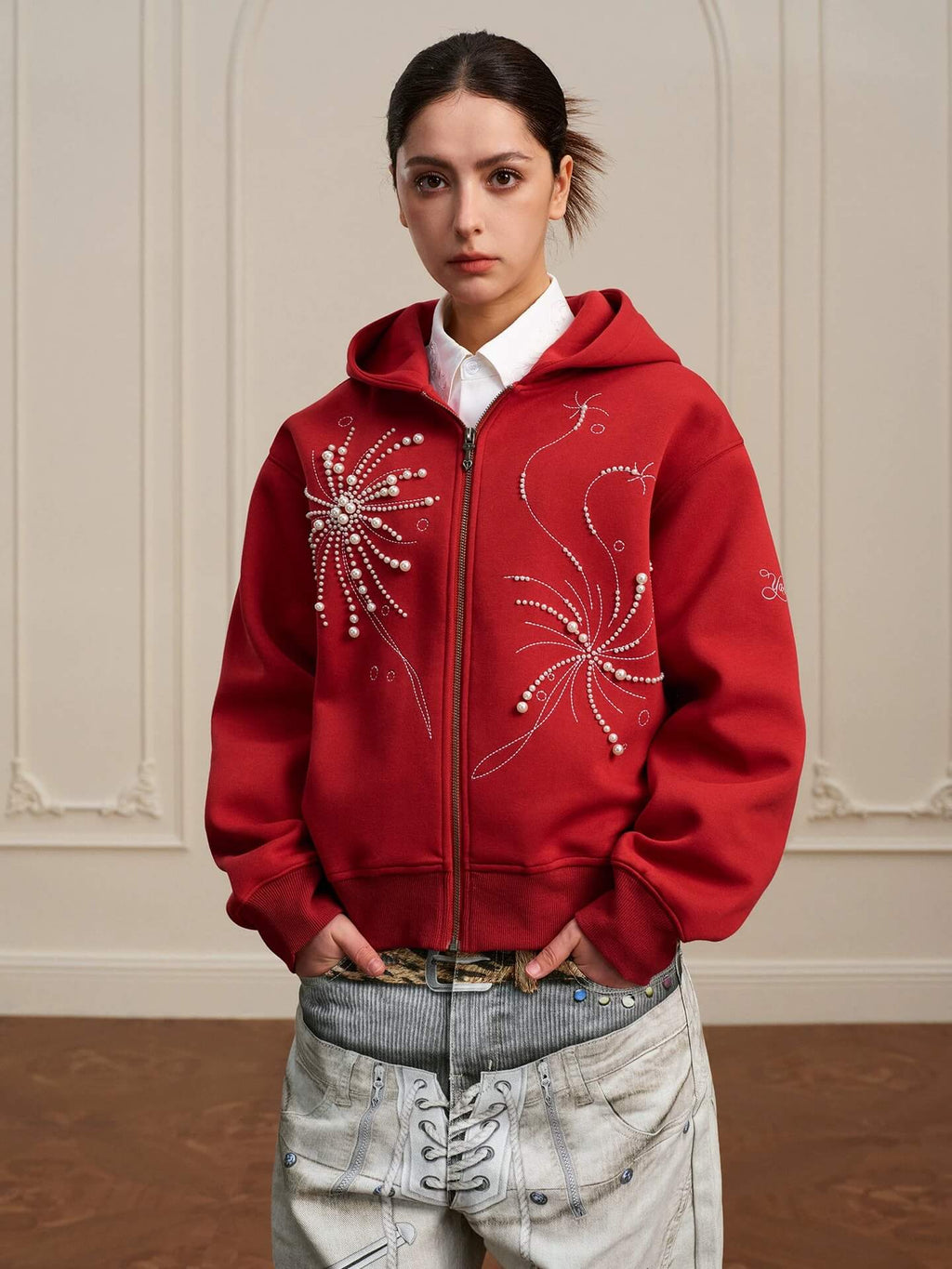 YADcrew Fireworks Pearl Zip Up Hoodie