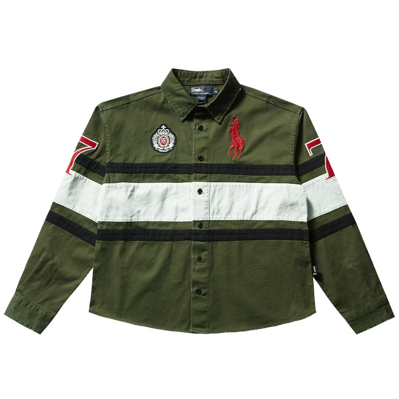 Remedy 3D Embroidered Striped Long Sleeve Shirt