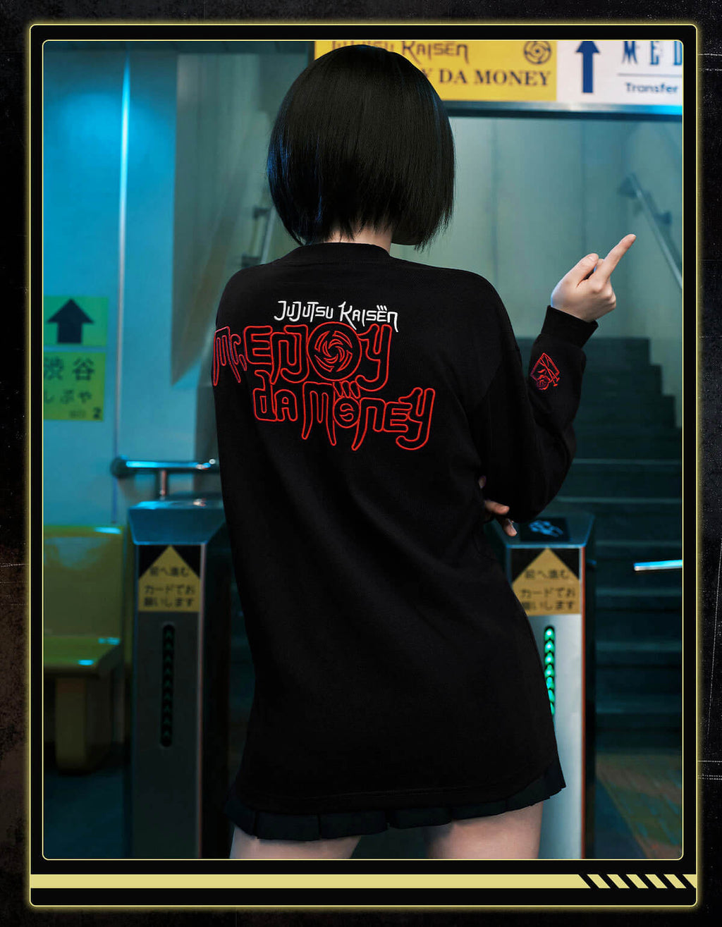 MEDM × Jujutsu Kaisen Big M Logo Character Print Embroidered Long Sleeve Tee