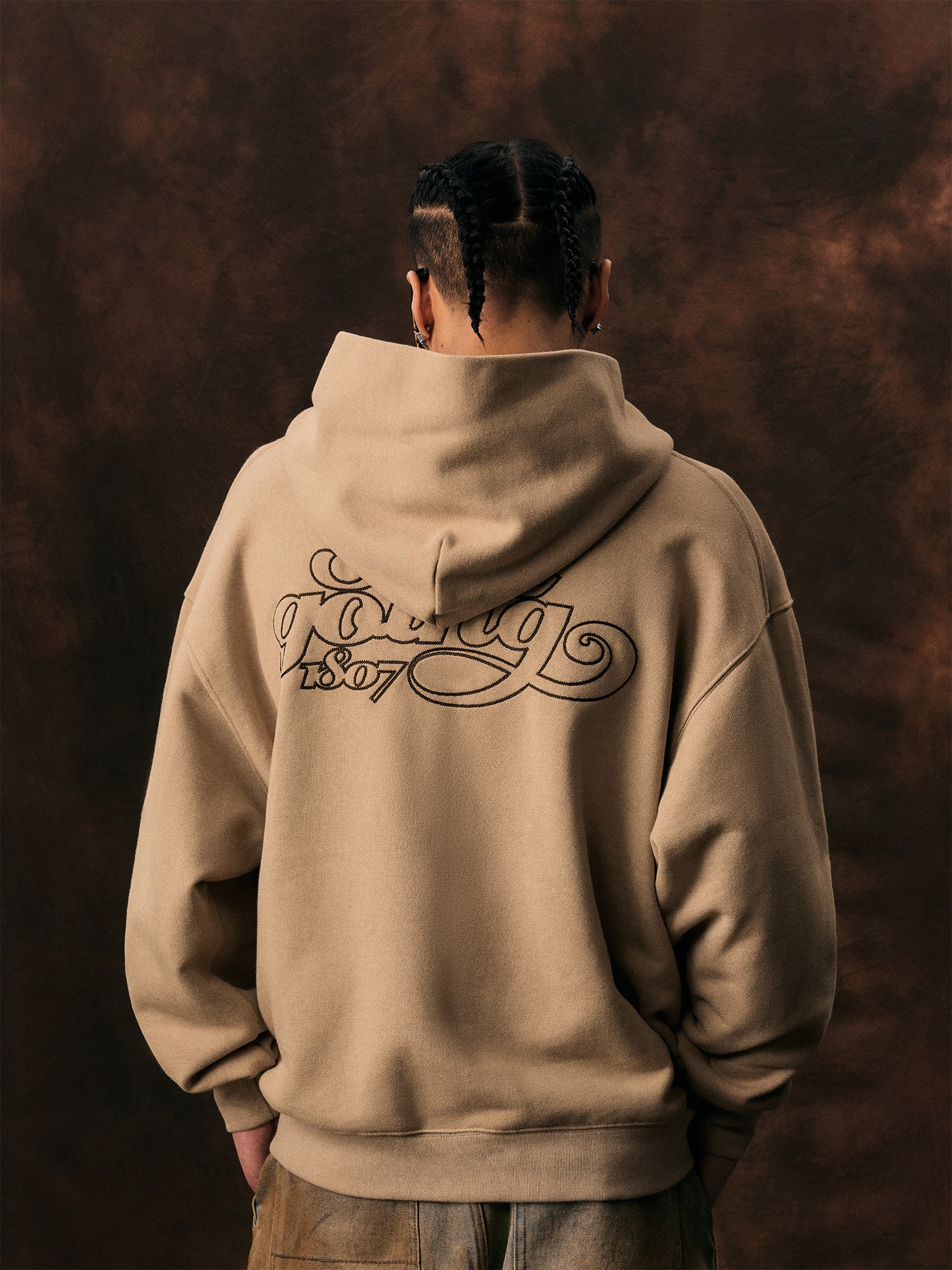 1807 Leopard Print Applique Embroidery Hoodie