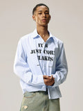 Remedy Letter Print Striped Long Sleeve Shirt