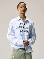 Remedy Letter Print Striped Long Sleeve Shirt