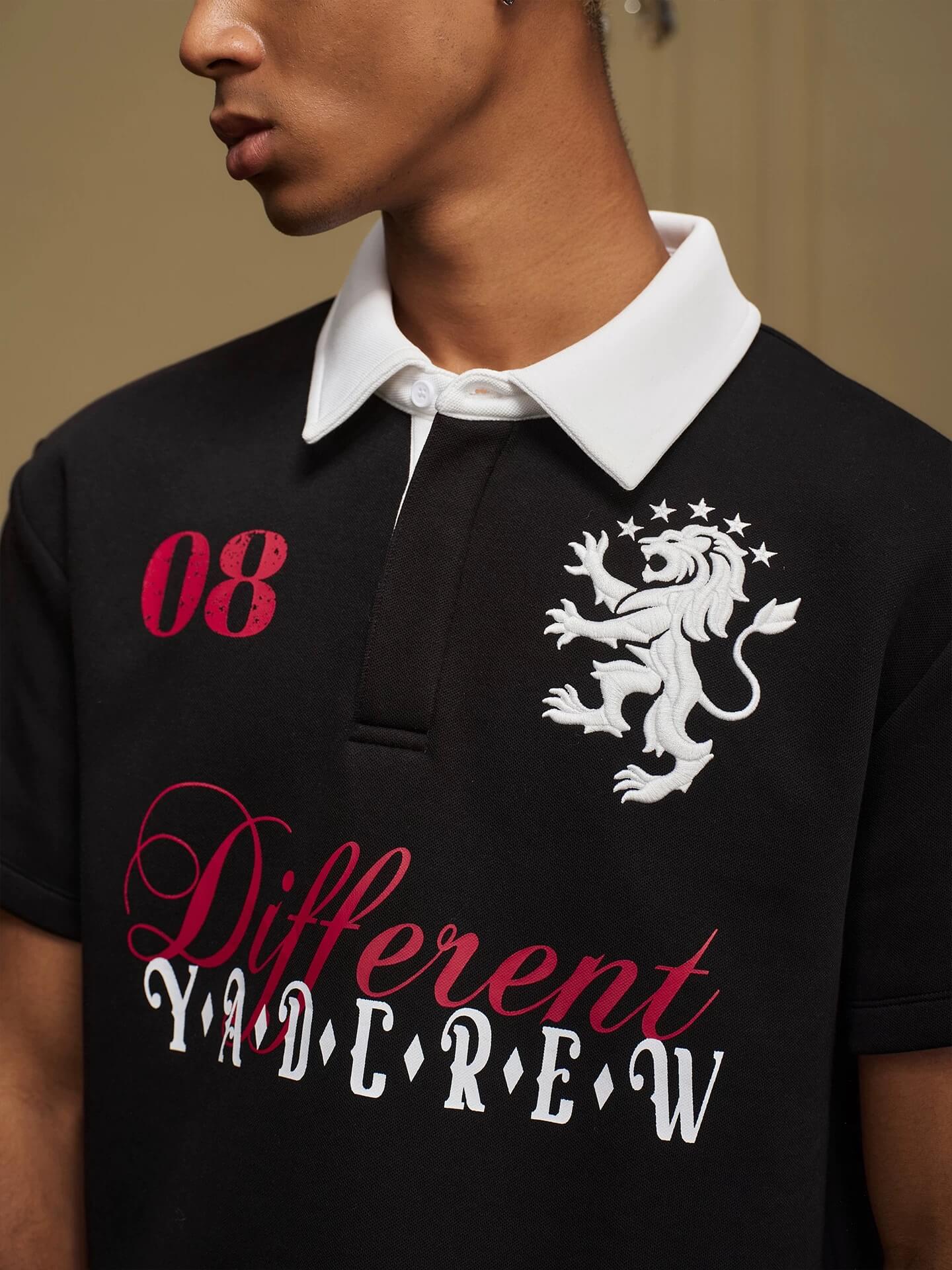 YADcrew Lion Crest Embroidered Polo Shirt