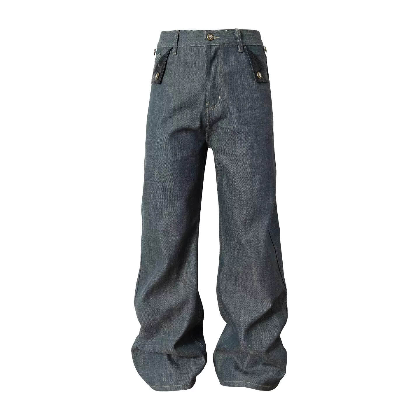 YADcrew Fold Over Leather Patch Pocket Jeans