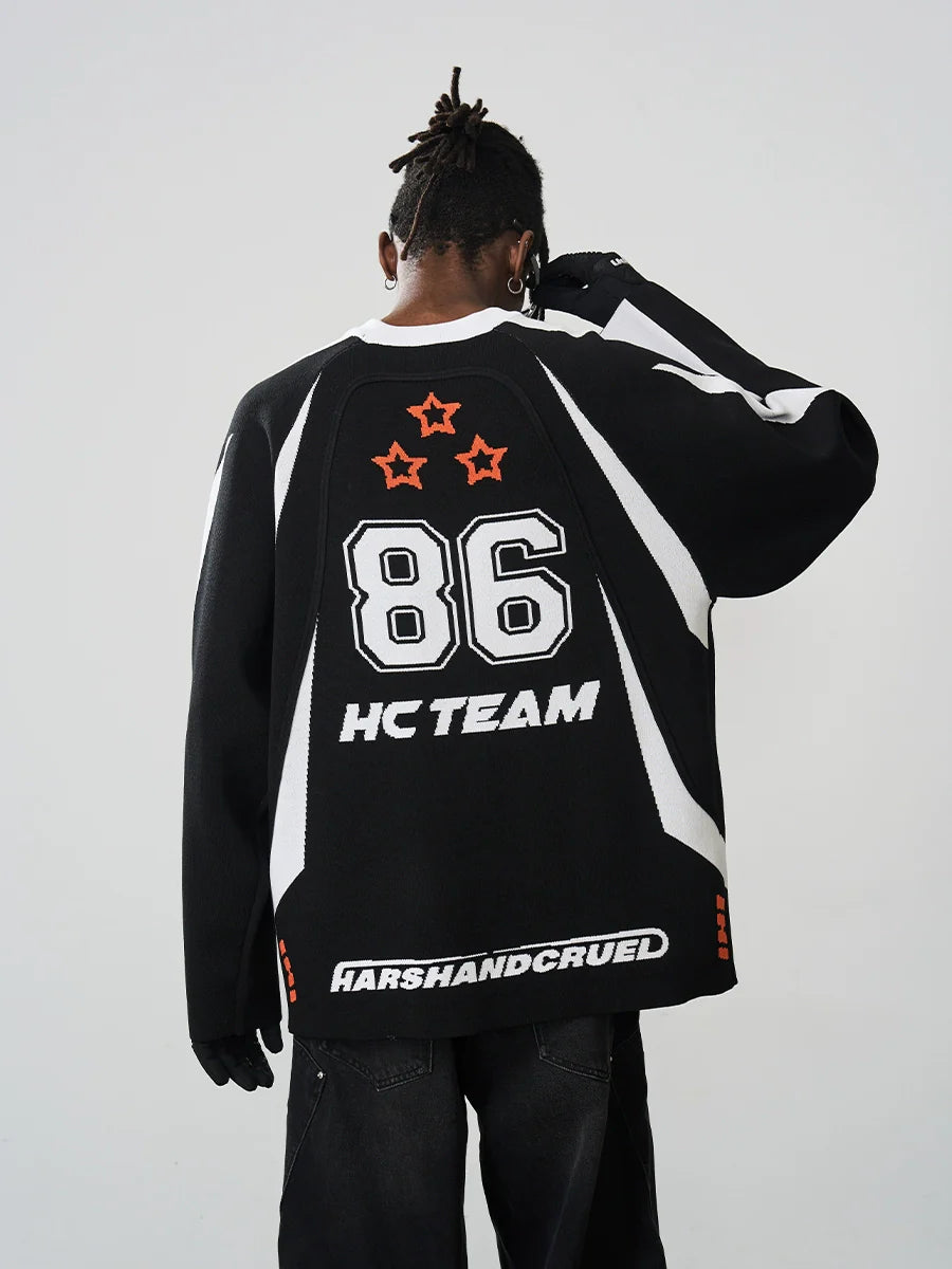 Harsh and Cruel Contrast Splicing Jersey Knit Sweater