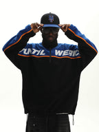 UNTILWERICH Half Zip Color Block Fleece Sweatshirt