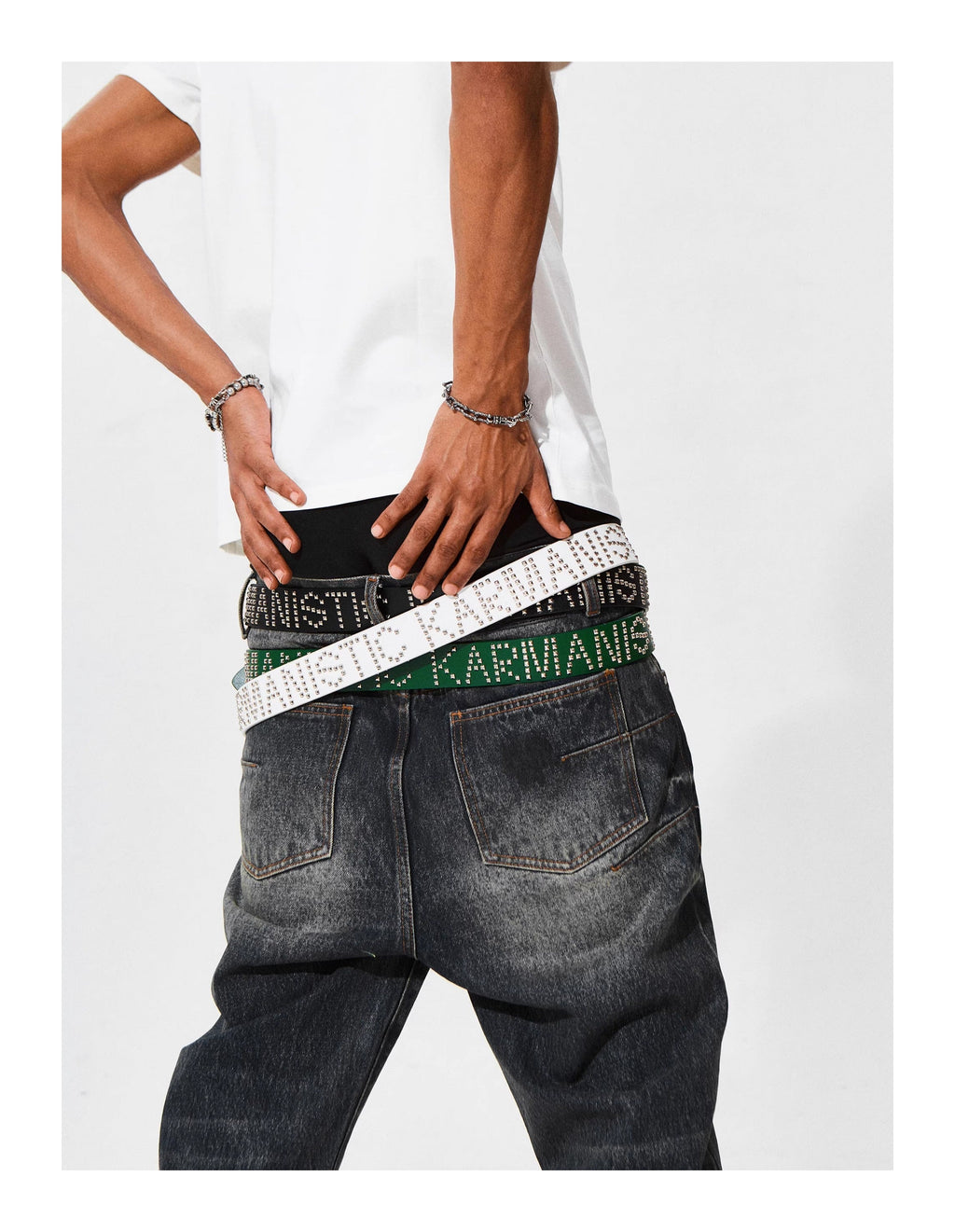 KARMANISTIC Punk Studded Logo Belt