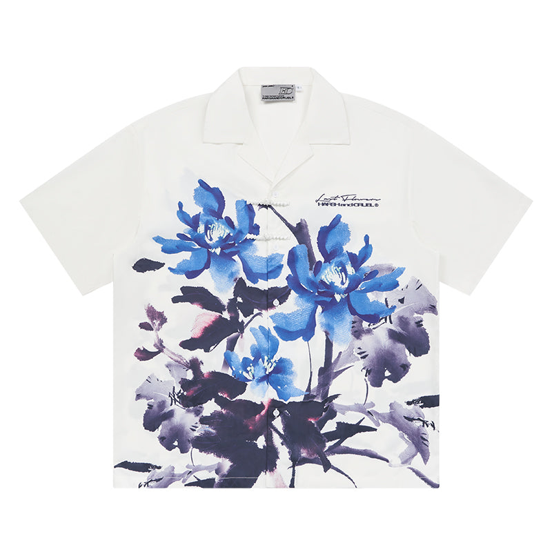 Harsh and Cruel Ink Floral Print Knots Shirt
