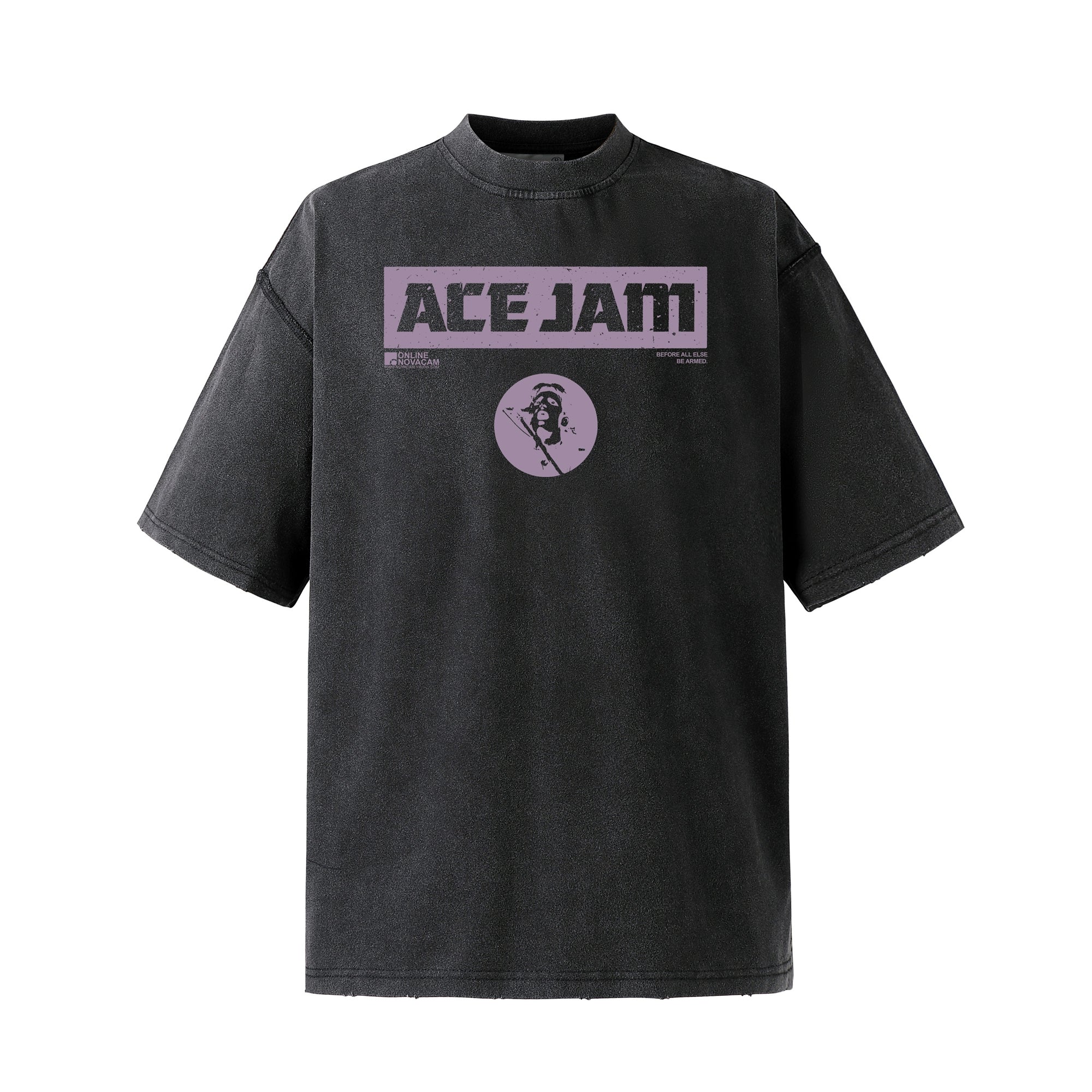 NOVACAM ACE JAM Vintage Washed Black Stitch Tee