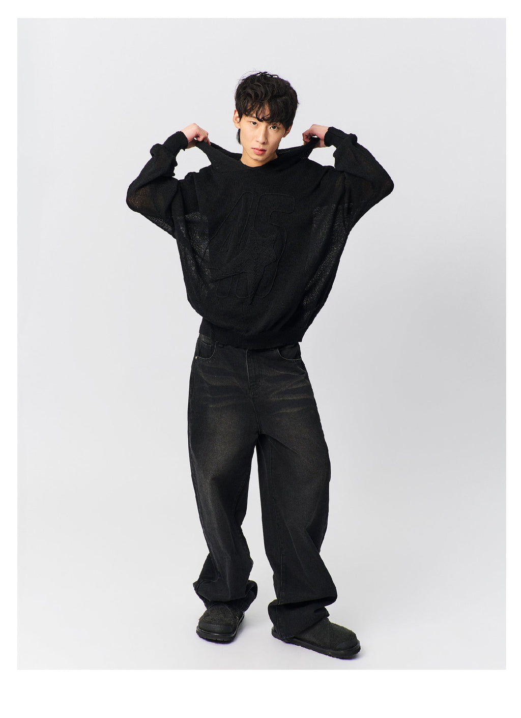 S45 Star Logo Mesh Knit Hoodie