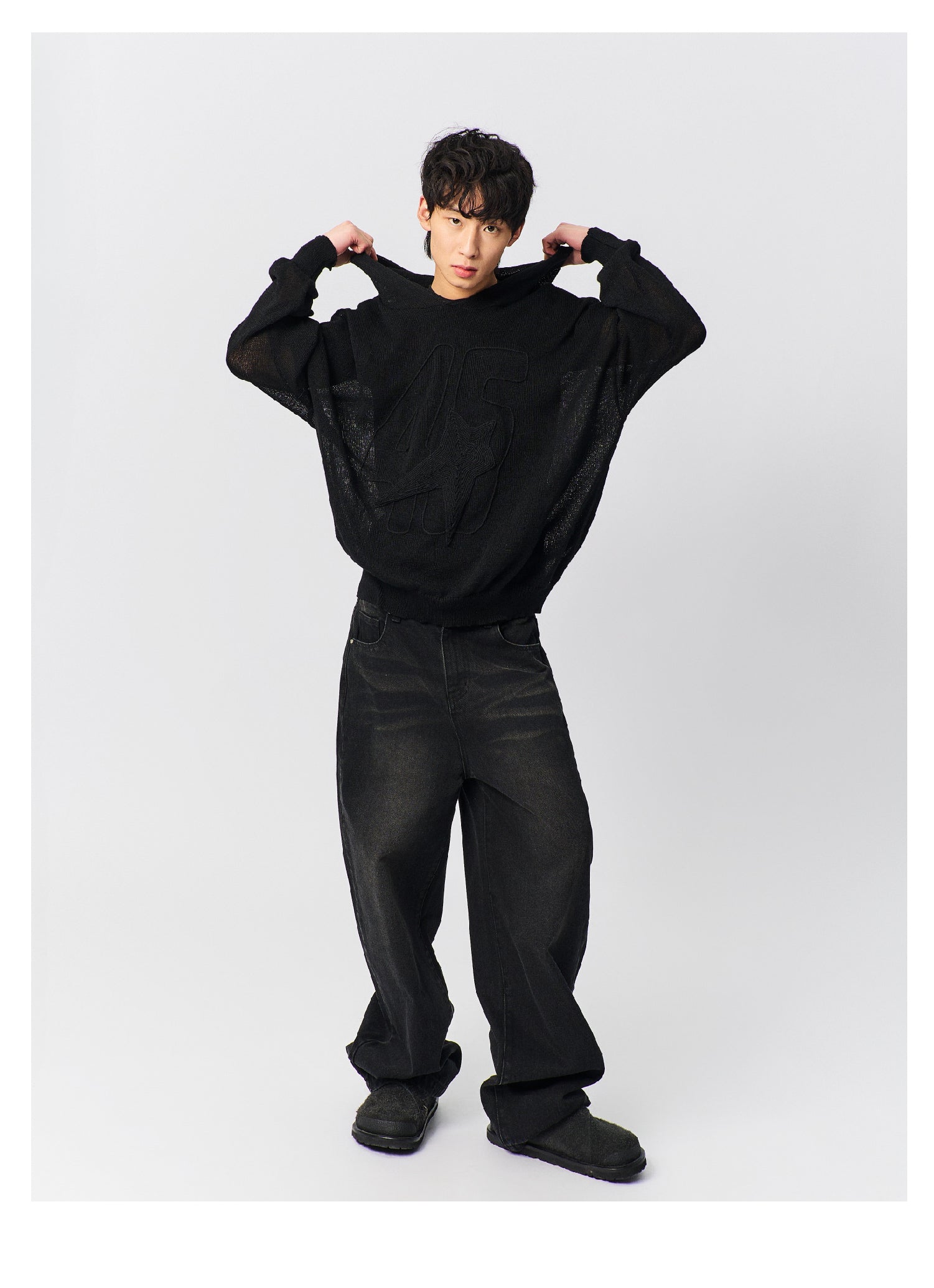 S45 Star Logo Mesh Knit Hoodie