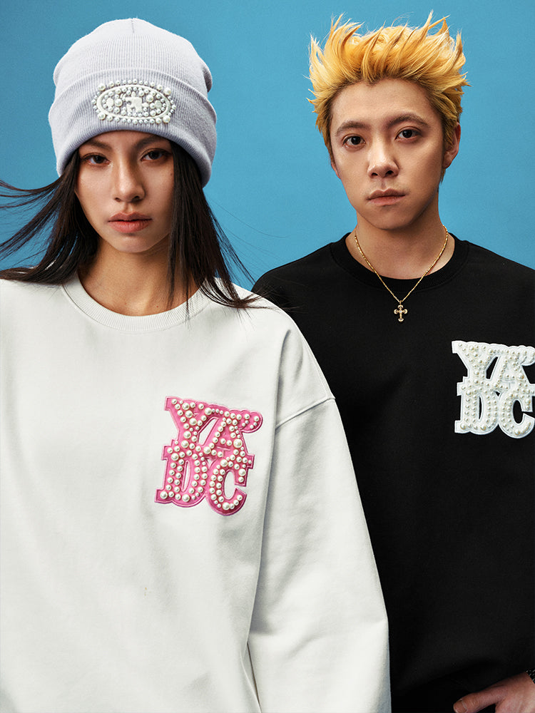 YADcrew Pearl Leather Logo Sweatshirt
