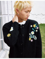 MEDM Floral Vine Embroidered Knit Cardigan