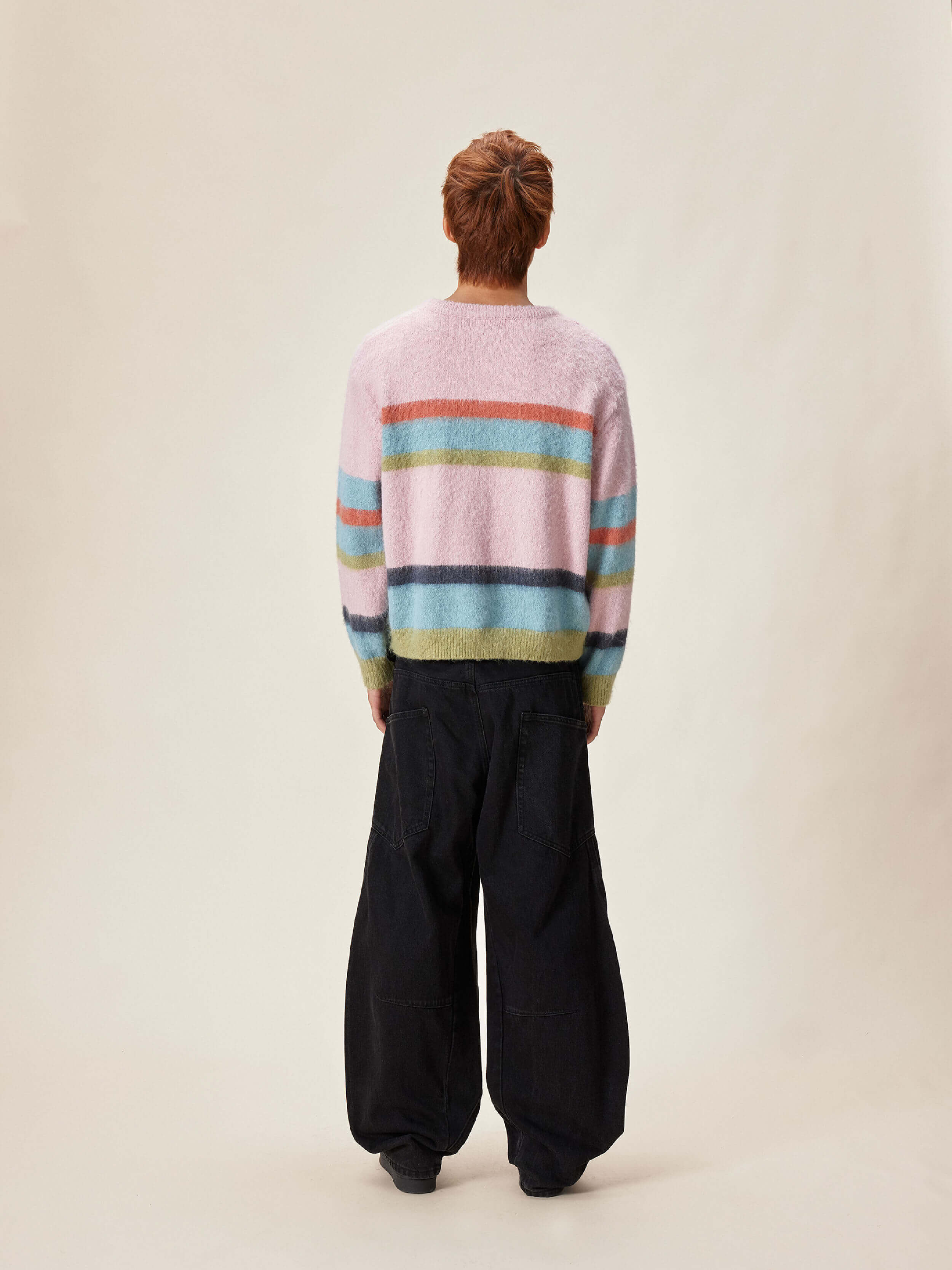 EVILKNIGHT(EK) Rainbow Striped Knit Sweater