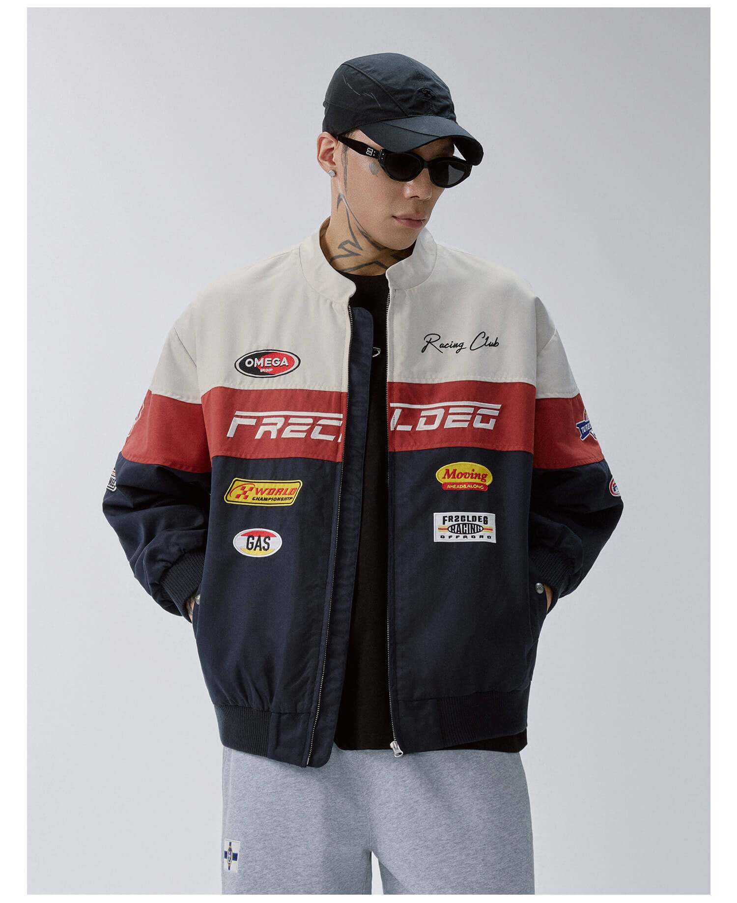 F2CE Patchwork Color Block Racing Jacket