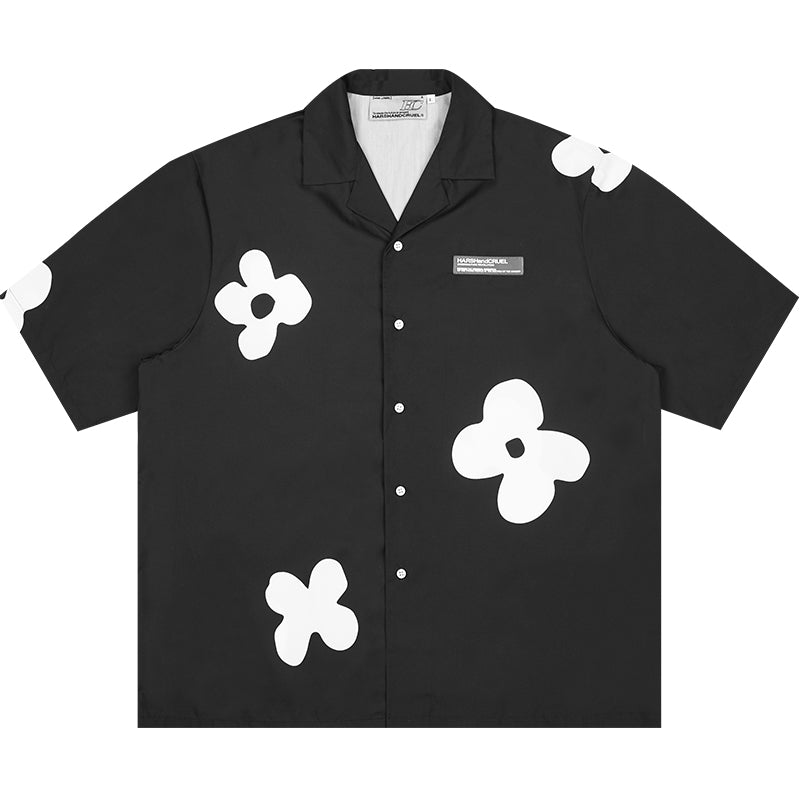 Harsh and Cruel Handpainted Flowers Printed Cuban Shirt