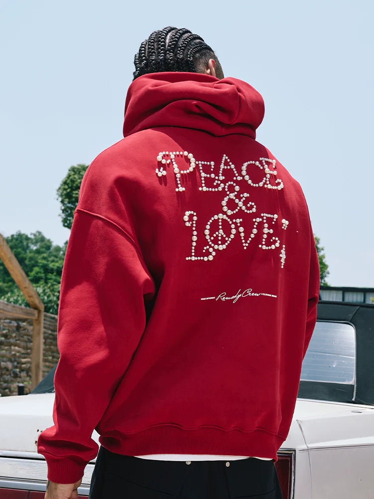 Remedy PEACE LOVE Pearl Embroidered Hoodie