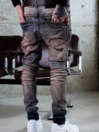 TGFCLUB Rust Washed Distressed Slim Fit Skinny Jeans