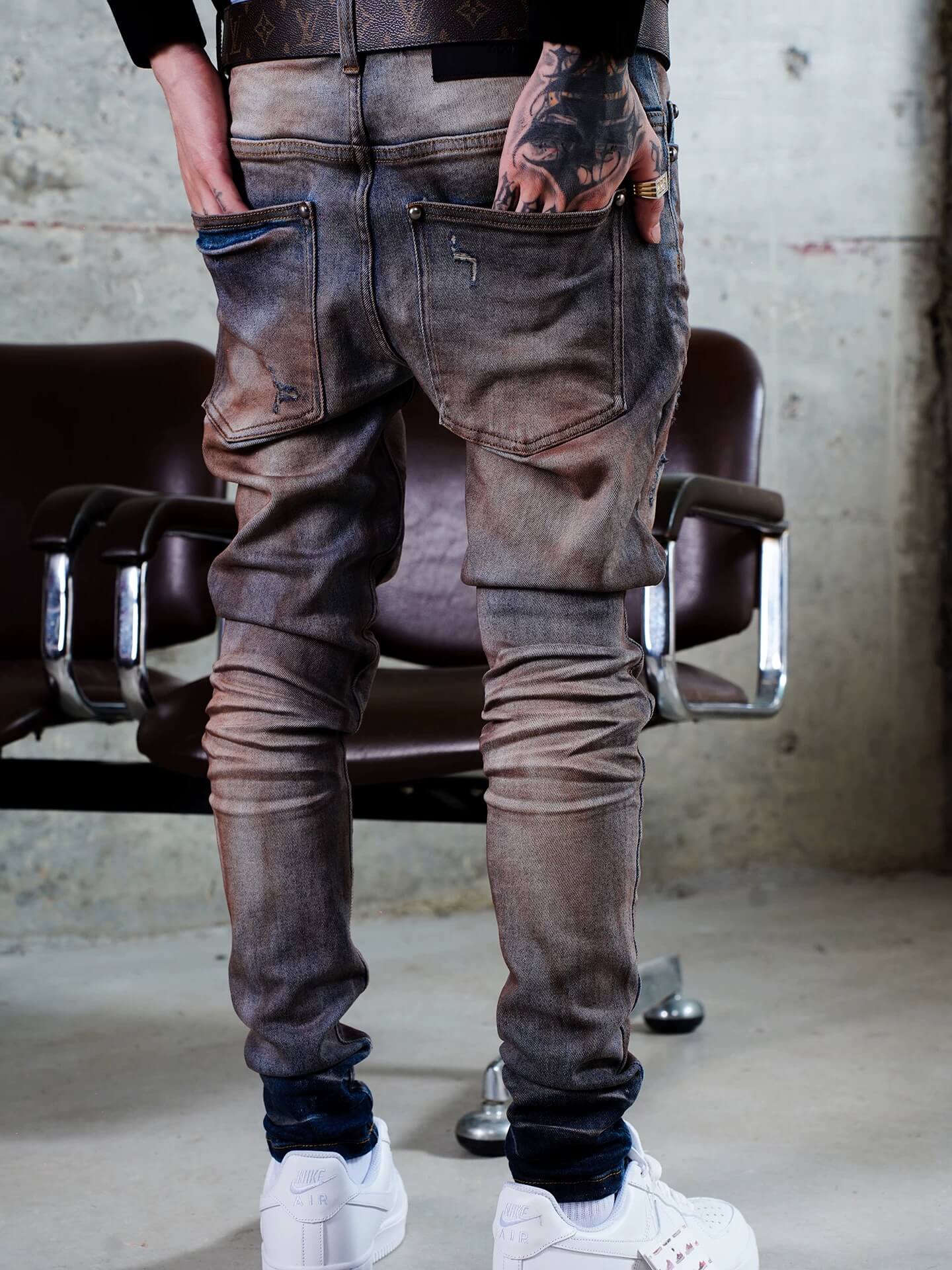 TGFCLUB Rust Washed Distressed Slim Fit Skinny Jeans