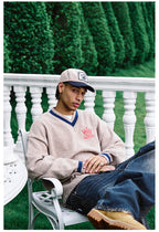 Remedy Embroidered V Neck Knit Sweater