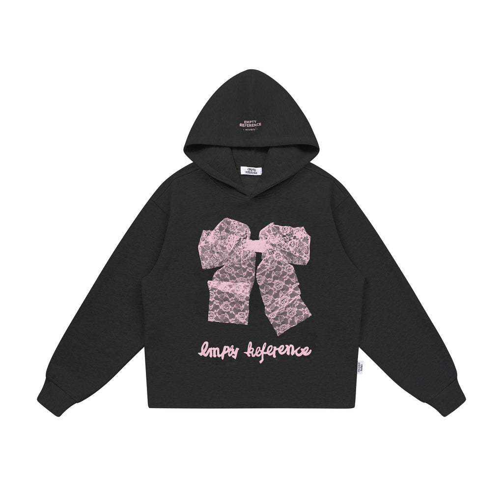 EMPTY REFERENCE Lace Bow Printed Hoodie