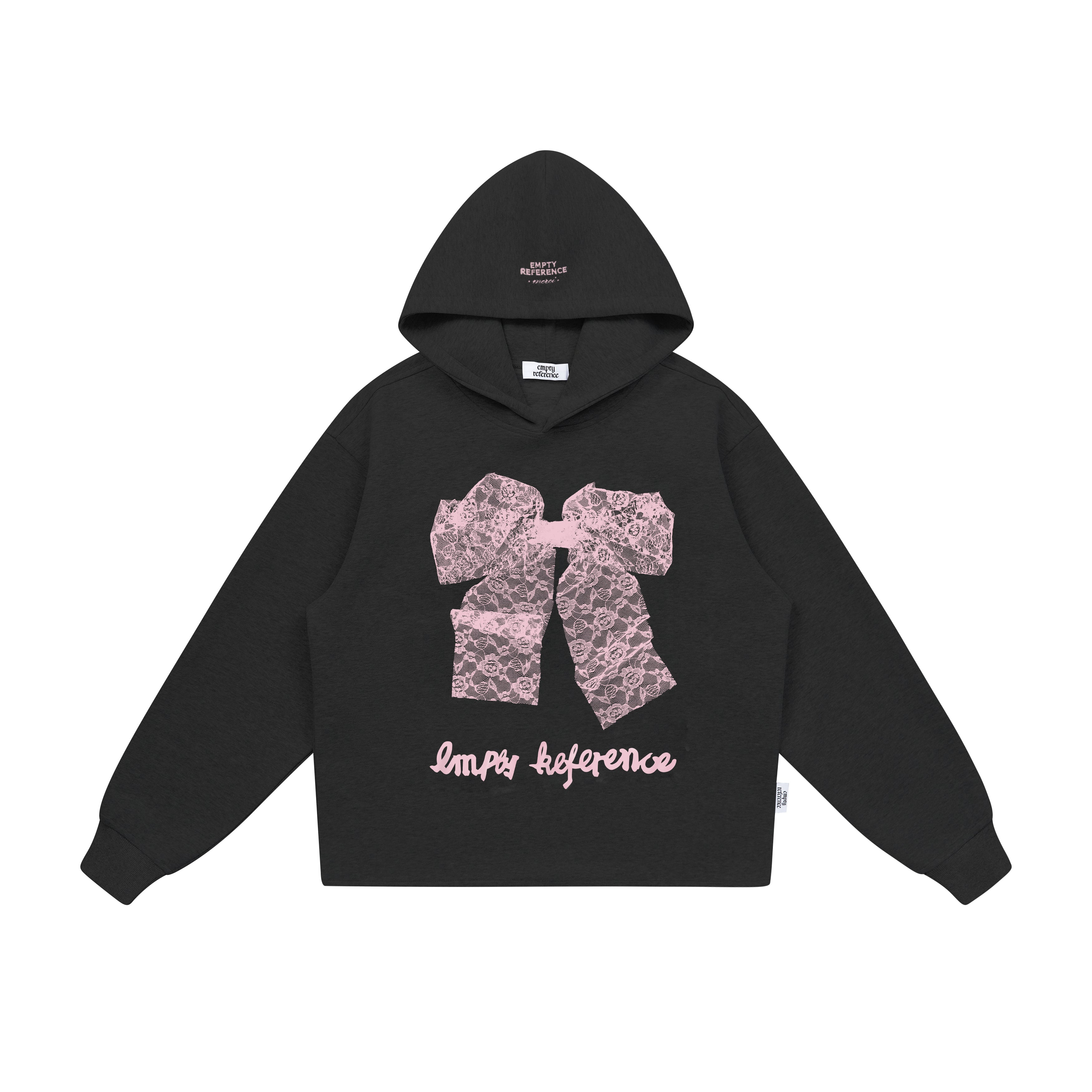 EMPTY REFERENCE Lace Bow Printed Hoodie