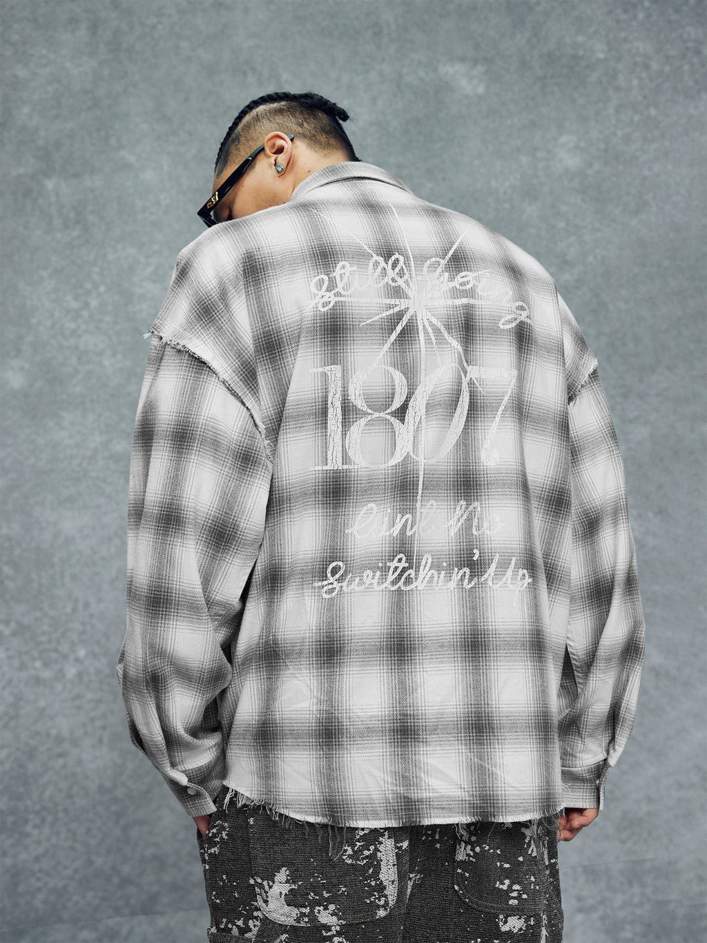 1807 Plaid Distressed Long Sleeve Shirt