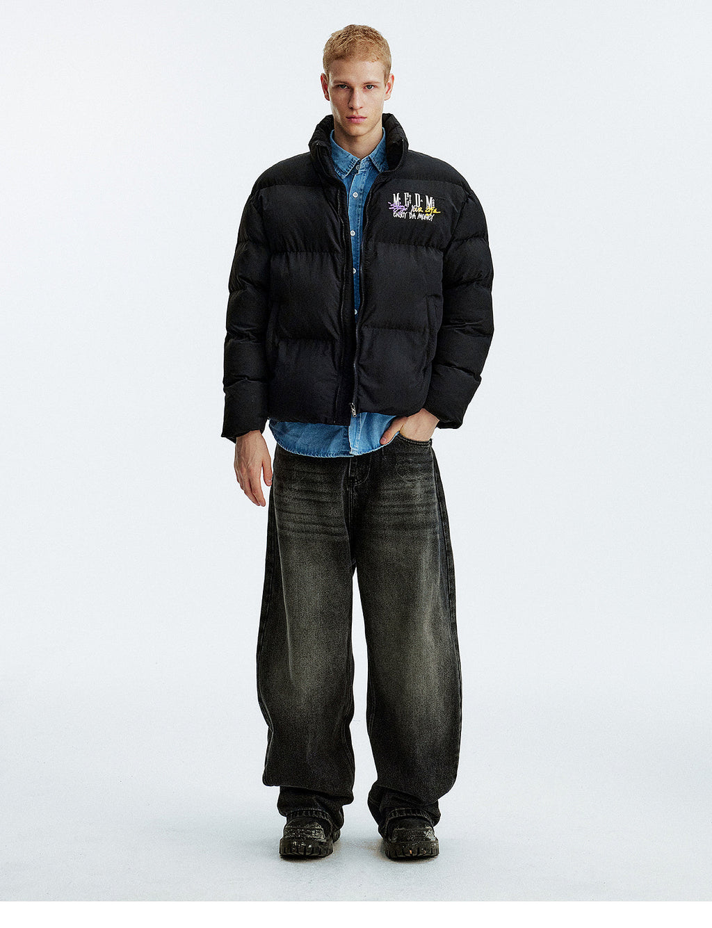 MEDM Gradient Embroidered Puffer Jacket
