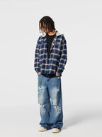 Achock Plaid Hooded Long Sleeved Shirt